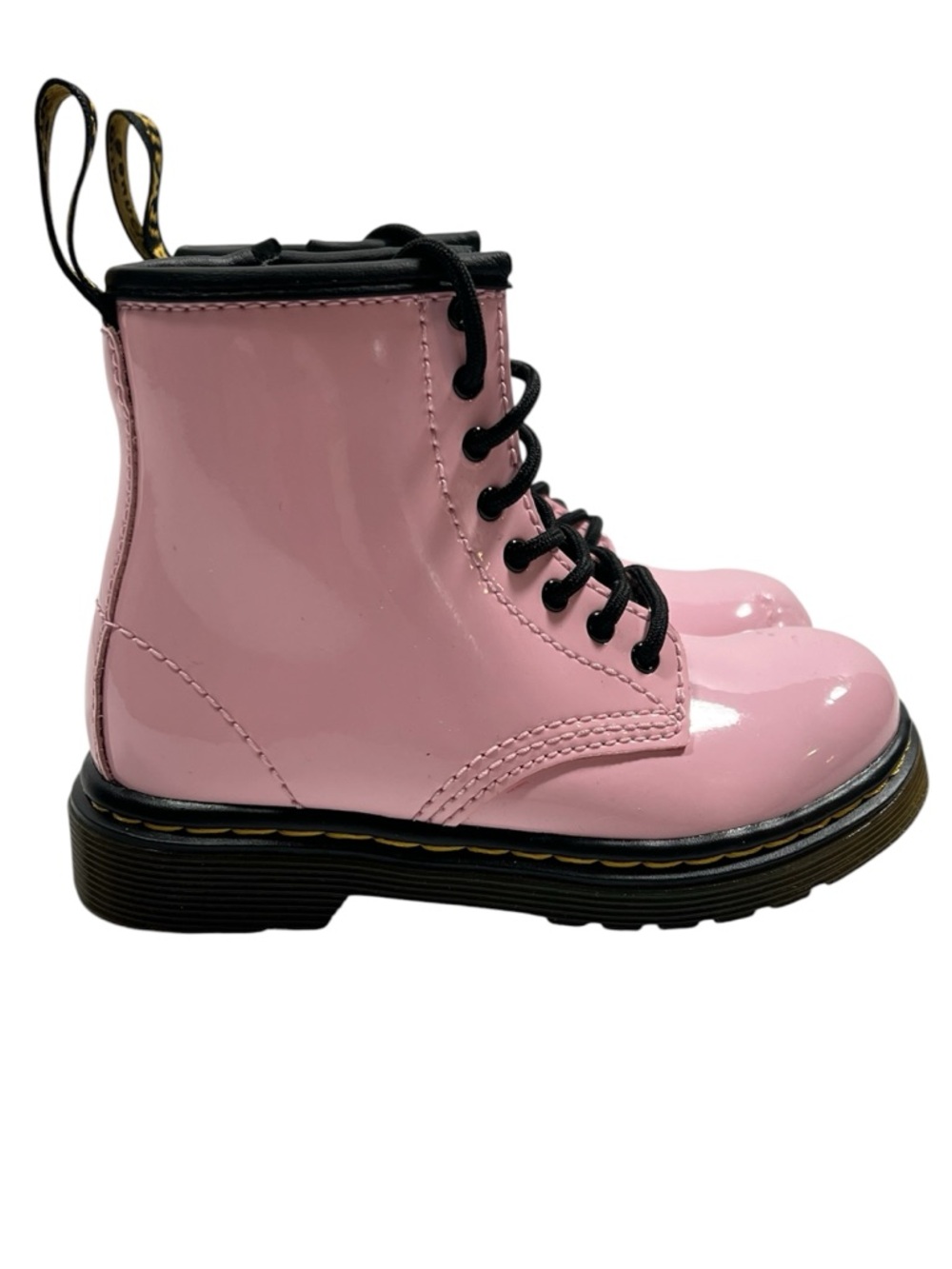 Dr. Martens Girls Combat Boots Patent Leather Lace-Up Side Zip Pink Size 7